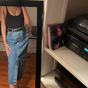 SOLD—Gorgeous Vintage Bill Blass Denim Midi Skirt